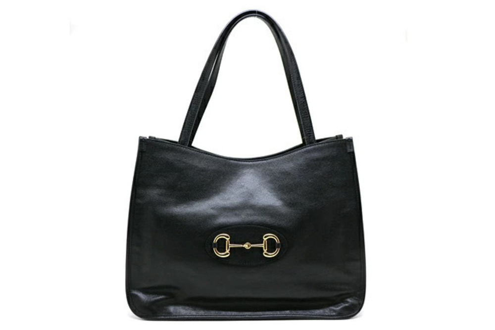 Gucci Horsebit Tote Bag Black Leather